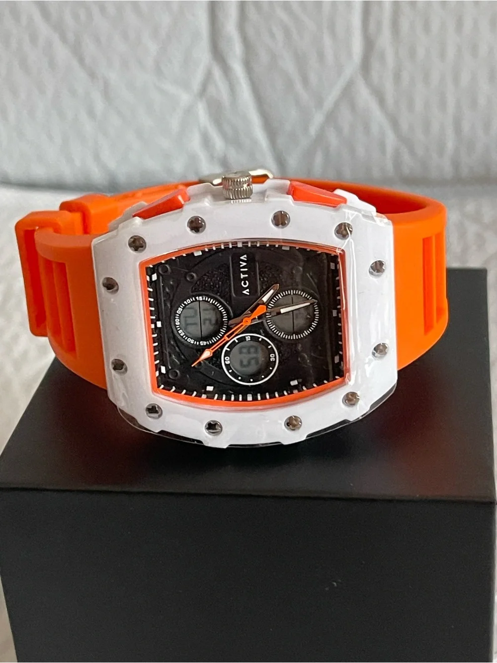 Activa X Invicta Digital Essentials Men's Watch - 42.8mm, Orange & white, new